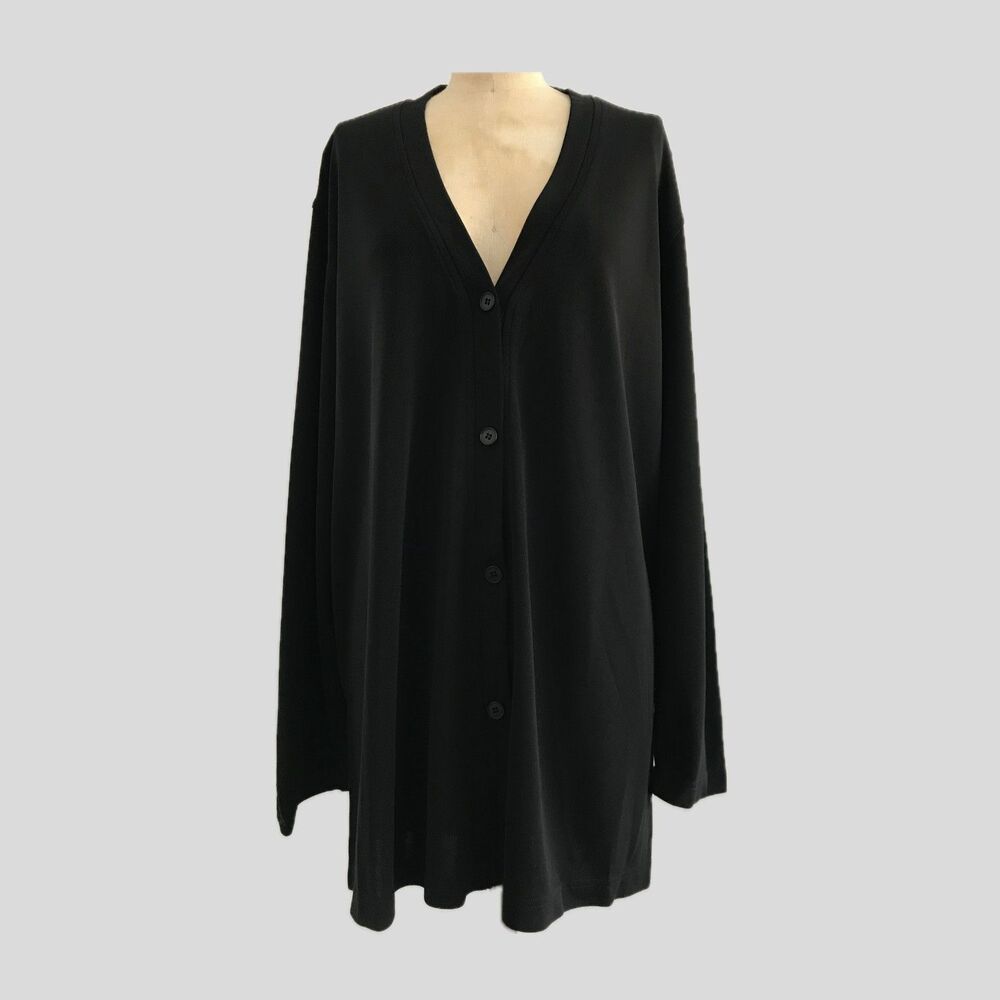 Vintage 90s Liz Claiborne Black Stretch Slinky Knit V Neck Top Women's Size L